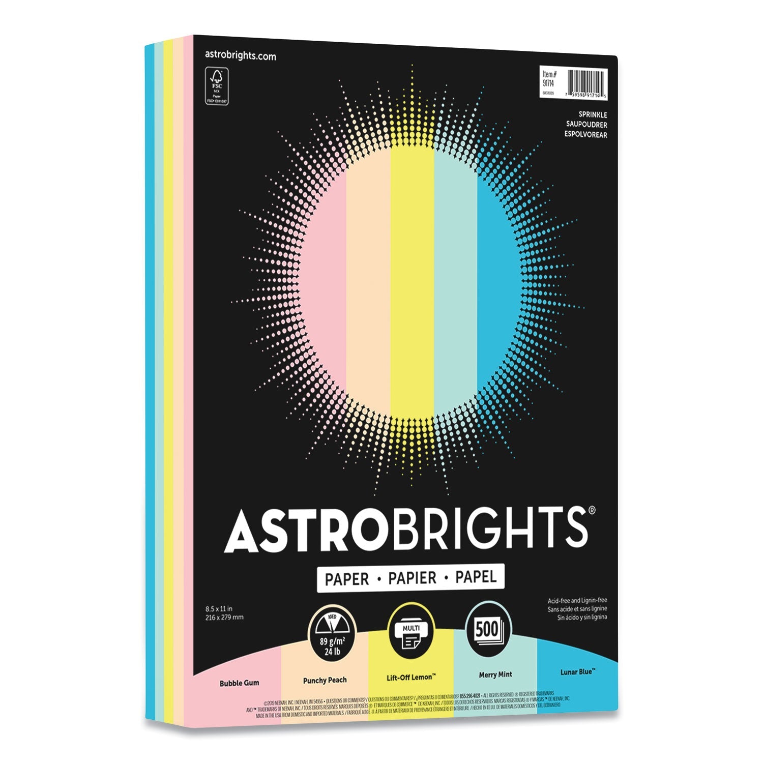 Astrobrights Color Paper, 24 lb Bond Weight, 8.5 x 11, Assorted Colors, 500/Ream